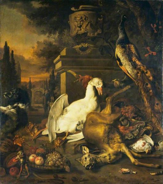 Jan Baptist Weenix Peacock, Dead Game And Monkey