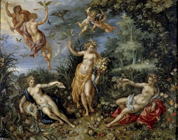 Abundance And The Four Elements by Jan Bruegel The Elder
