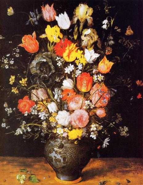 Bouquet Of Flowers In A Blue Vase by Jan Bruegel The Elder Oil Painting Reproductions