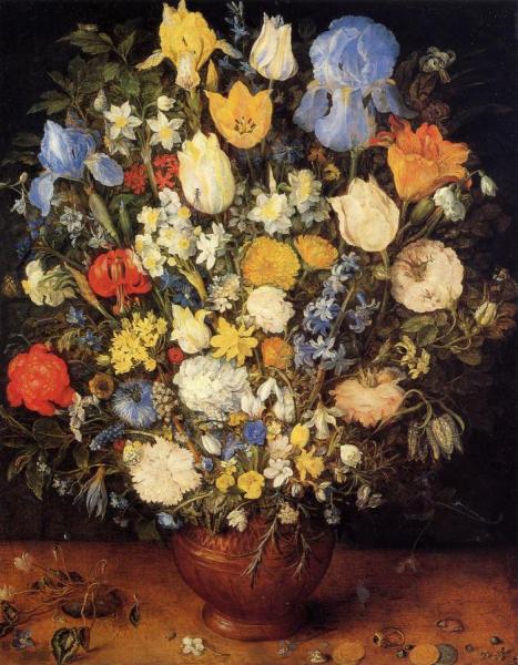 Bouquet Of Flowers In A Ceramic Vase by Jan Bruegel The Elder Oil Painting Reproductions