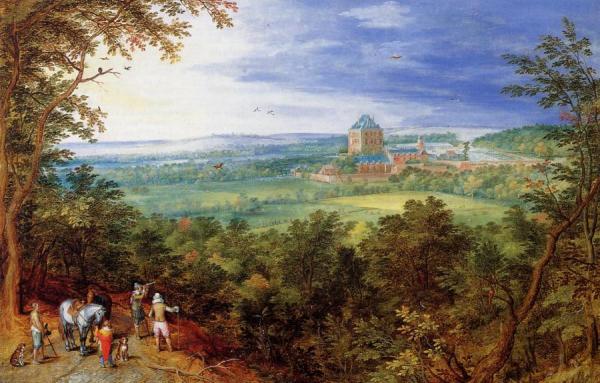 Landscape With The Chateau De Mariemont by Jan Bruegel The Elder