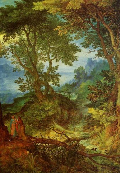 Mountain Landscape With The Temptation Of Christ by Jan Bruegel The Elder