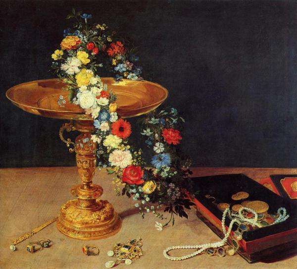 Still Life With Garland And Golden Tazza by Jan Bruegel The Elder