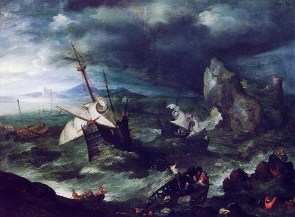 The Storm At Sea With Shipwreck by Jan Bruegel The Elder