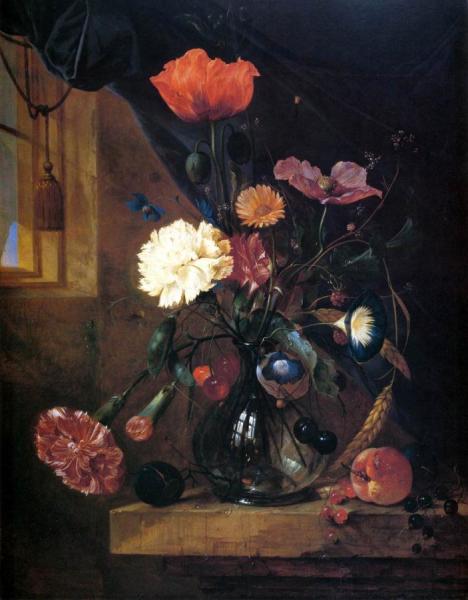 Bouquet In A Glass Vase by Jan Davidsz De Heem