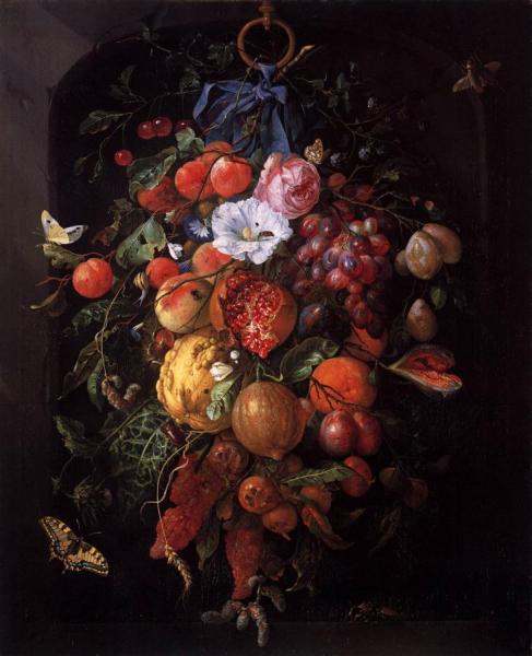 Festoon Of Fruit And Flowers by Jan Davidsz De Heem Oil Painting Reproductions