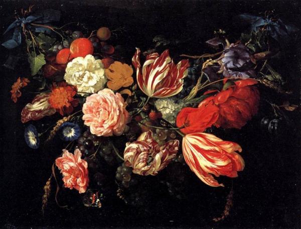 Festoon With Flowers And Fruit by Jan Davidsz De Heem