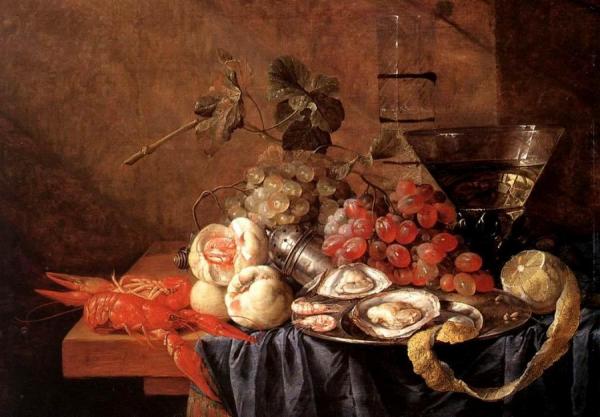 Fruits And Pieces Of Seafood by Jan Davidsz De Heem