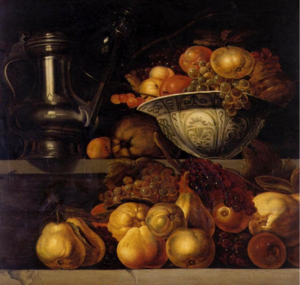 Still Life Of Fruits Resting On A Ledge by Jan Davidsz De Heem