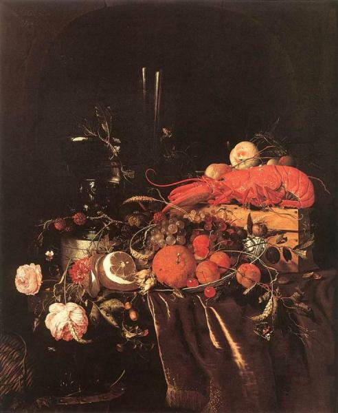 Jan Davidsz De Heem Still-life With Fruit, Flowers, Glasses And Lobster