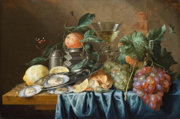 Still Life With Oysters And Grapes by Jan Davidsz De Heem