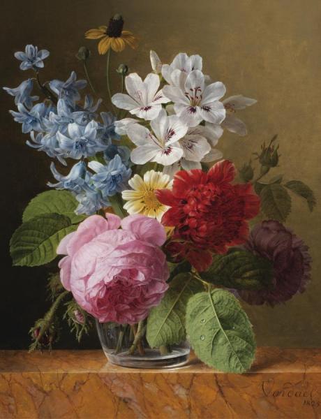 Flower Bouquet In A Glass by Jan Frans Van Dael