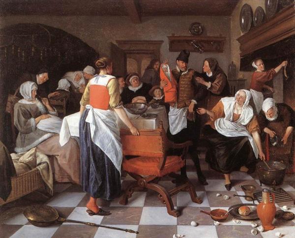 Celebrating The Birth by Jan Havicksz Steen