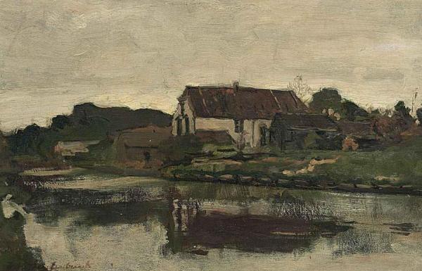 A Farm On The Waterfront by Jan Hendrik Weissenbruch