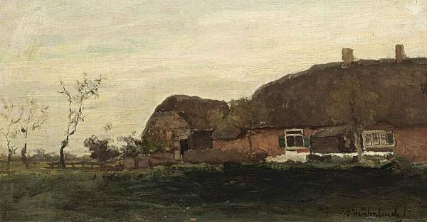 A Farmhouse In A Polder Landscape I by Jan Hendrik Weissenbruch