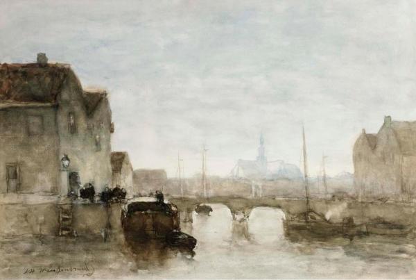 A View On Het Spaarne, Haarlem by Jan Hendrik Weissenbruch