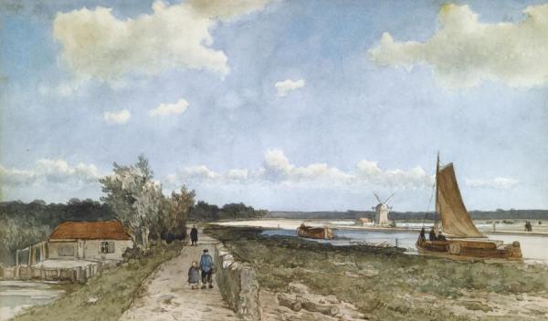 Along The Trekvliet Near The Geestbrug, Voorburg by Jan Hendrik Weissenbruch