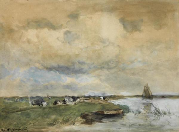 Cows In A Polder Landscape by Jan Hendrik Weissenbruch