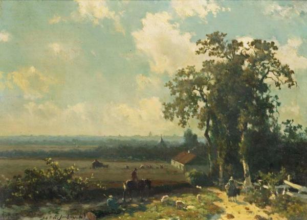 Figures In A Summer Landscape by Jan Hendrik Weissenbruch Oil Painting Reproductions