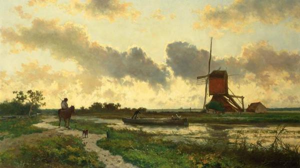 Sunset Near Boskoop by Jan Hendrik Weissenbruch Oil Painting Reproductions