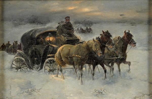 Travelling In Winter by Jan Konarski