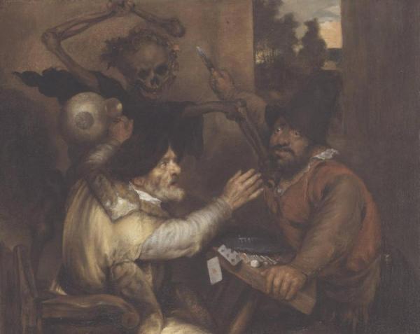 Fighting Cardplayers And Death by Jan Lievens