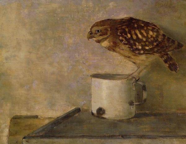 Little Owl On A Mug by Jan Mankes Oil Painting Reproductions