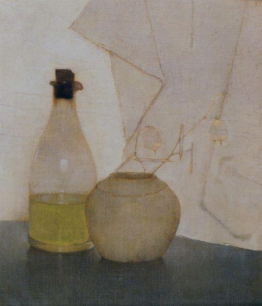 Still Life With An Oil Bottle by Jan Mankes