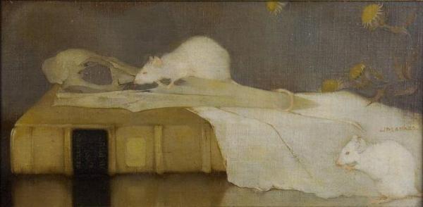 White Mice On A Book by Jan Mankes