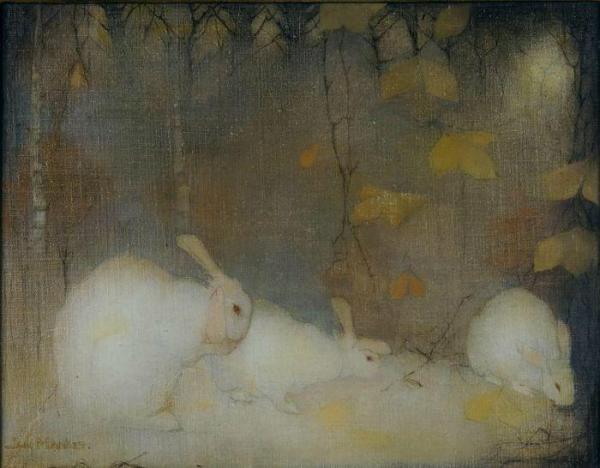 White Rabbits In Autumn,1911 by Jan Mankes