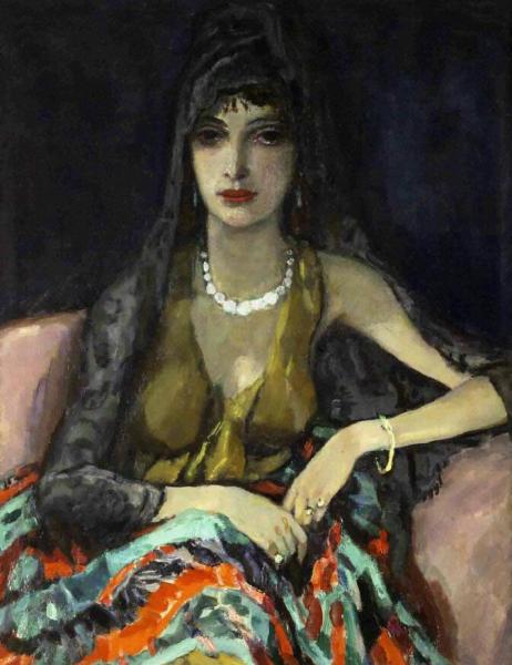 Elegant Lady In Spanish Dress by Jan Sluyters Oil Painting Reproductions