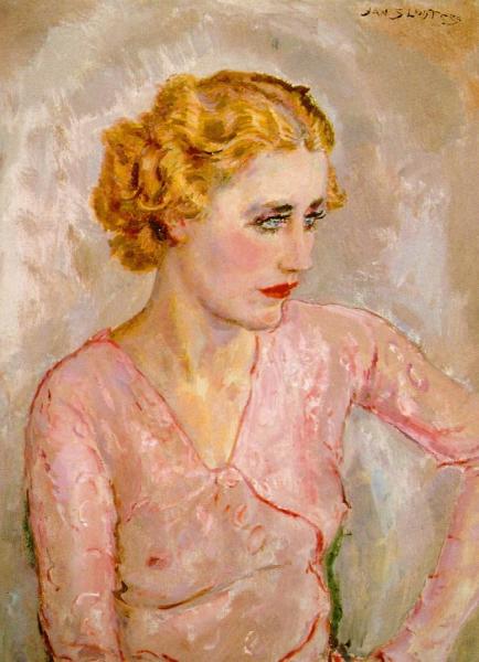 Portrait Of A Young Woman In Pink Blouse by Jan Sluyters