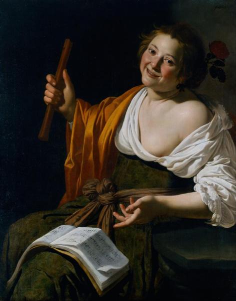 Girl With A Flute by Jan Van Bijlert