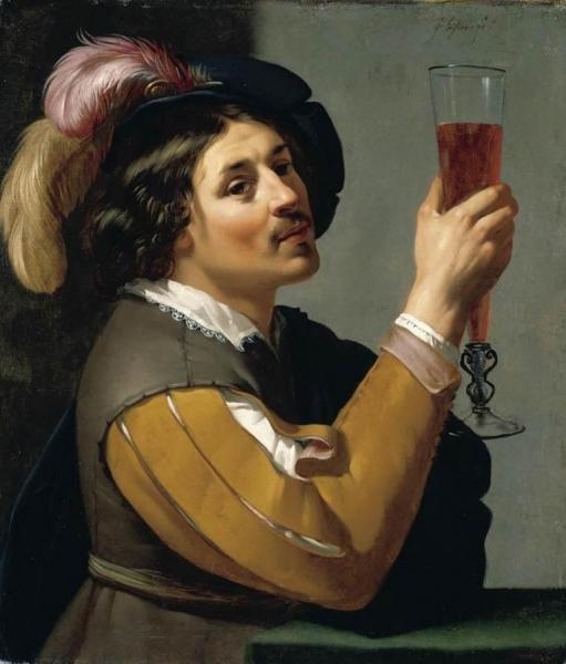 Young Man Drinking A Glass Of Wine (1625) by Jan Van Bijlert
