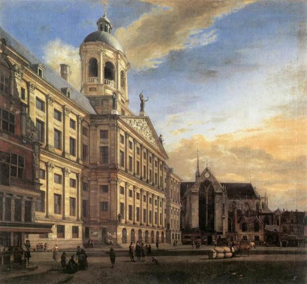 Amsterdam, Dam Square With The Town Hall And The Nieuwe Kerk by Jan Van Der Heyden
