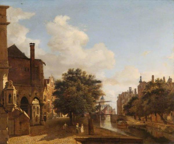 Architectural Fantasy, With The Old Town Hall, Amsterdam by Jan Van Der Heyden Oil Painting Reproductions