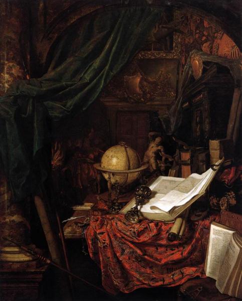 Still-life With Globe, Books And Chinese Silk by Jan Van Der Heyden