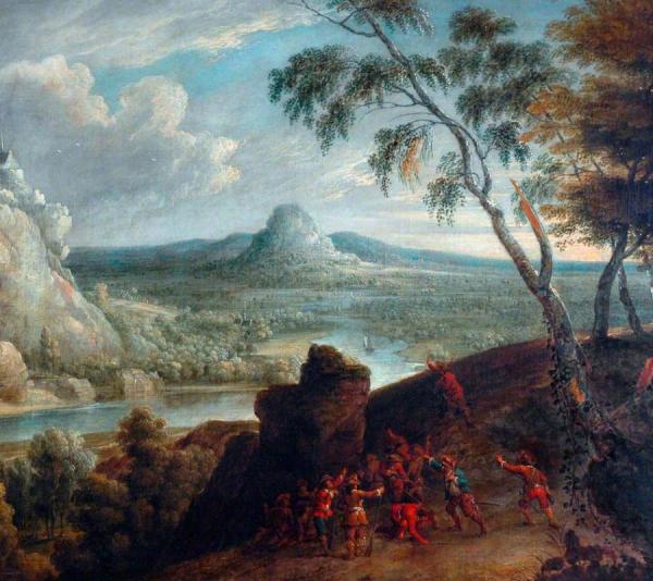 Jan Van Huchtenburgh Landscape With Soldiers