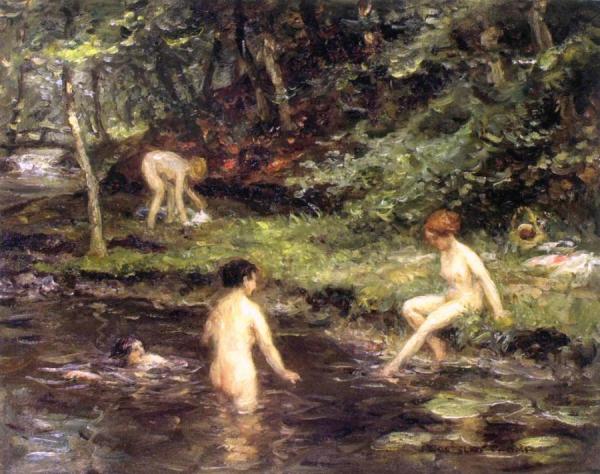 Bathing In The Little Lake In The Wood by Jan Zoetelief Tromp