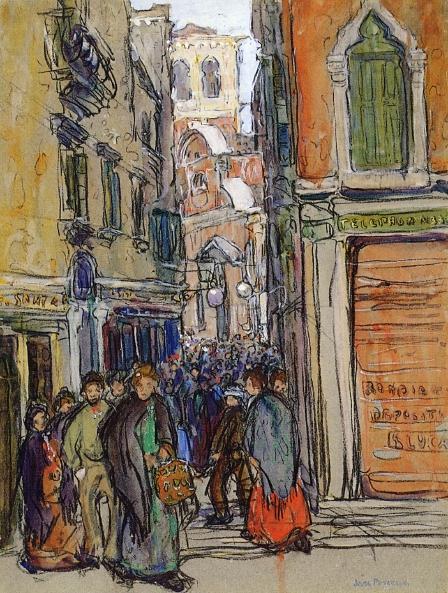 Jane Peterson A Crowded Street In Venice