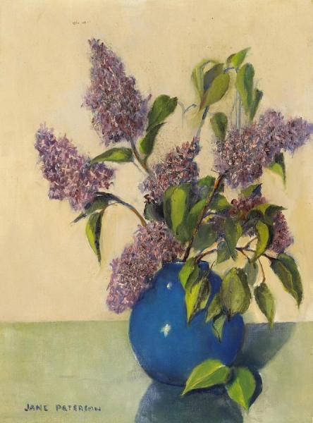 Lilacs In A Blue Vase by Jane Peterson Oil Painting Reproductions