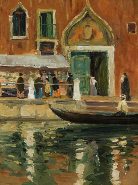 Jane Peterson Market Along The Canal, Venice