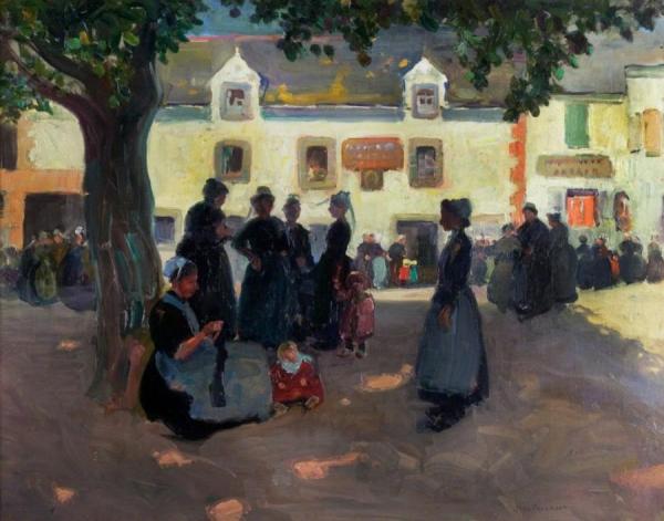 Village Square, Brittany by Jane Peterson Oil Painting Reproductions