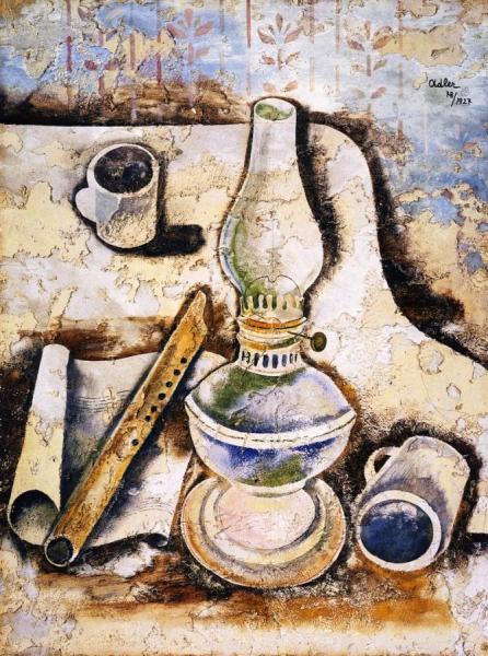 Still Life With Lamp And Flute by Jankel Adler