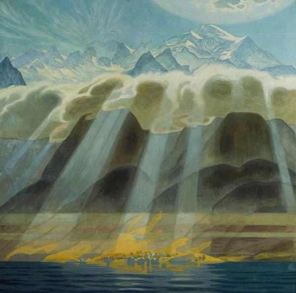 Sun Over The Southern Mountains (sol Over Sydens Bjerge) by Jans Ferdinand Willumsen Oil Painting Reproductions