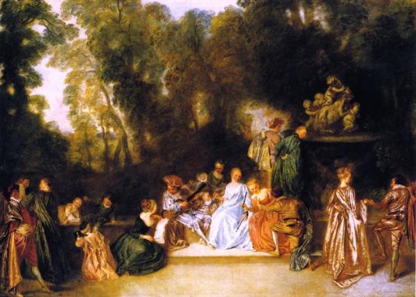 Entertainment In The Open Air by Jean-antoine Watteau