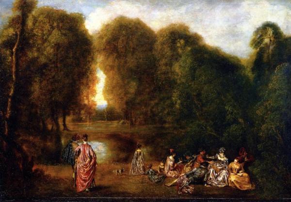 Jean-antoine Watteau Gathering In A Park