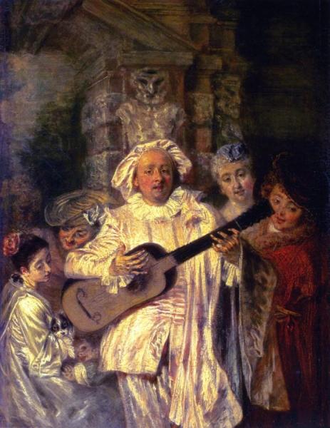 In The Costume Of Mezzetin by Jean-antoine Watteau