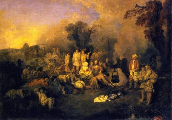The Bivouac by Jean-antoine Watteau