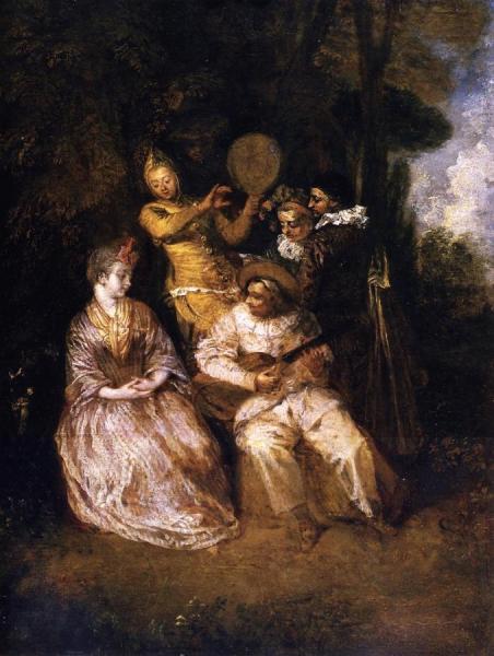 The Italian Serenade by Jean-antoine Watteau Oil Painting Reproductions